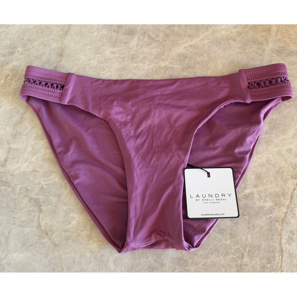 NWT Laundry by Shelli Segal Purple Crochet Hipster Bikini Bottom Swim LS21406B